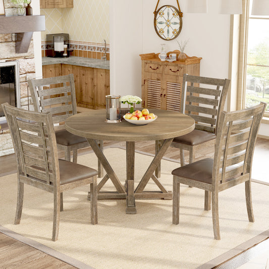 Woodnote Round Dining Set (5-Piece Rustic Edition)