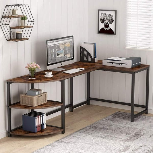 modern rustic L desk