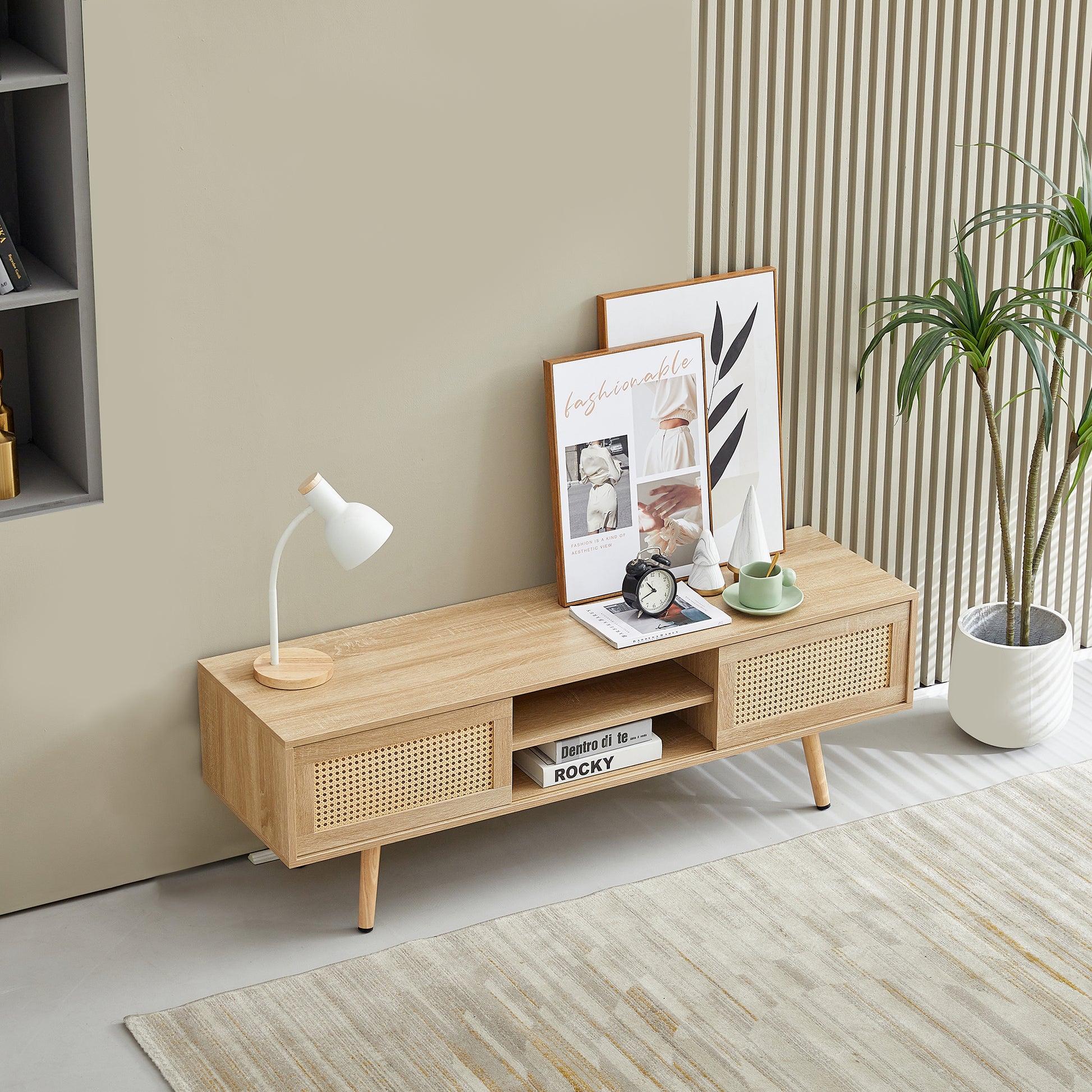 natural wood TV stand