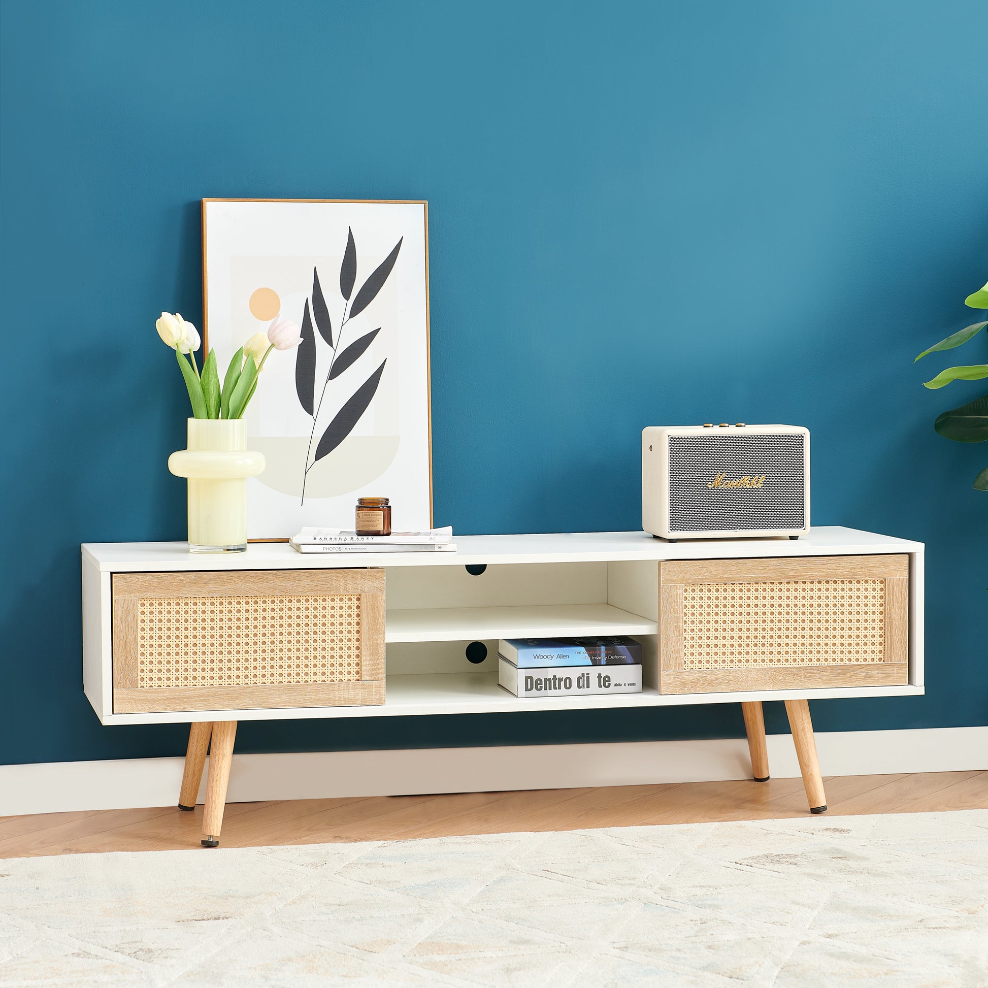 sliding door TV bench