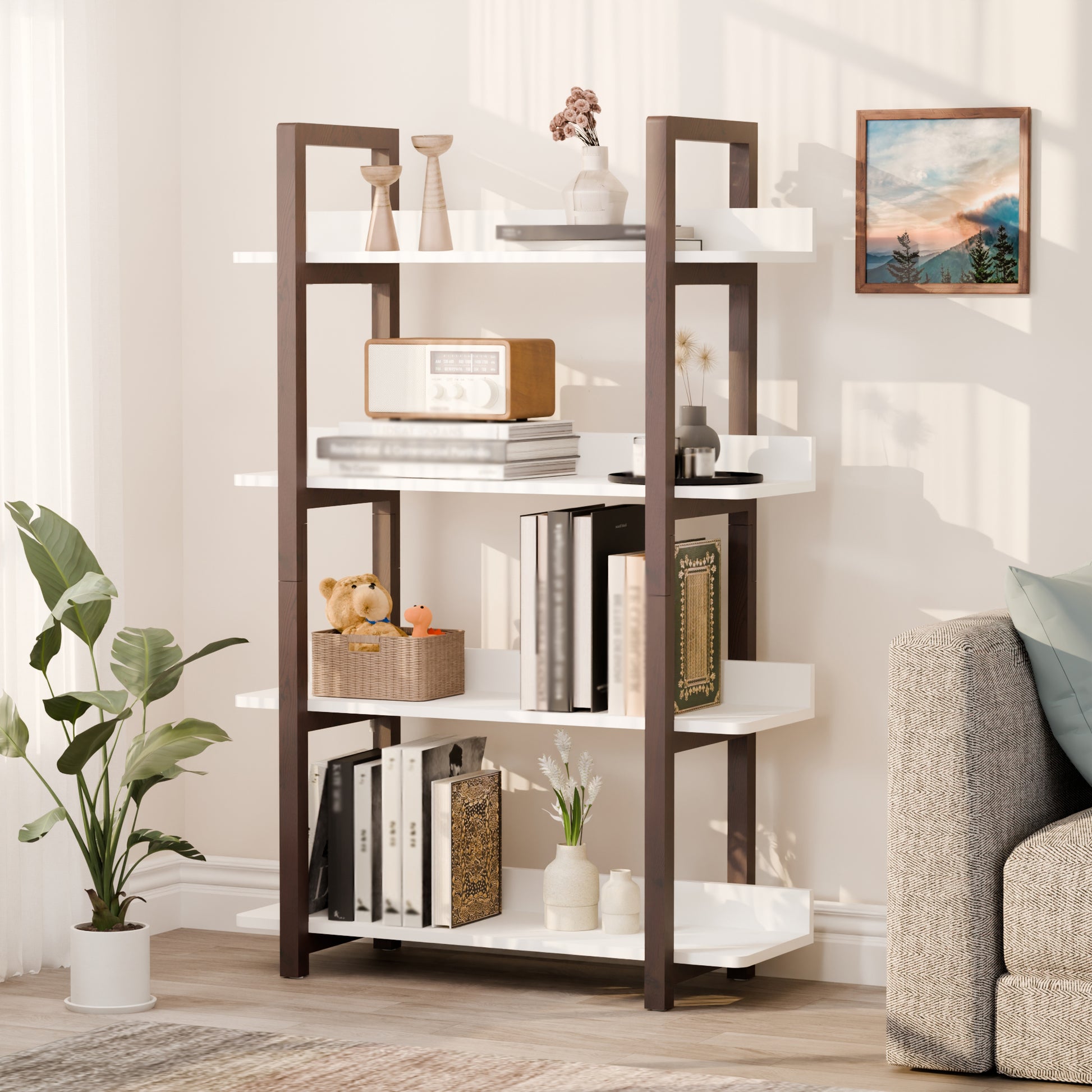 mixed wood open shelf