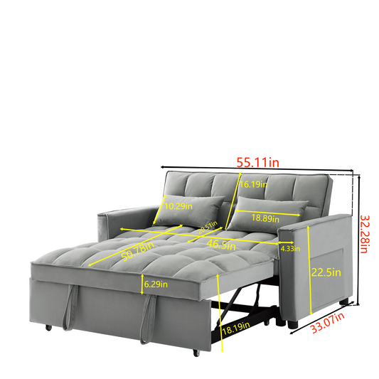 FlipNest 3-in-1 Convertible Velvet Sofa Bed