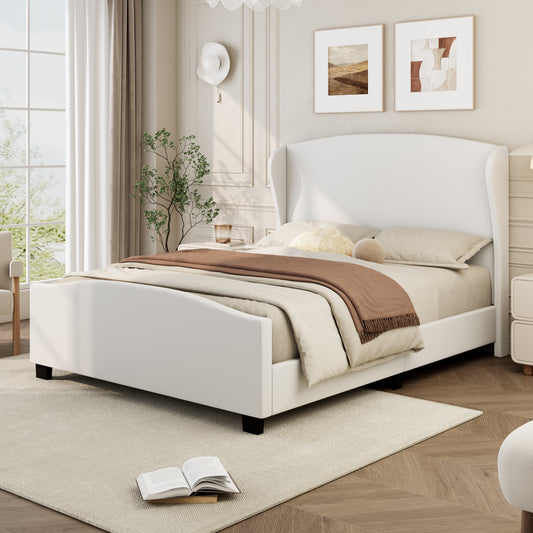 QuietWing Linen Upholstered Bed Frame – Beige