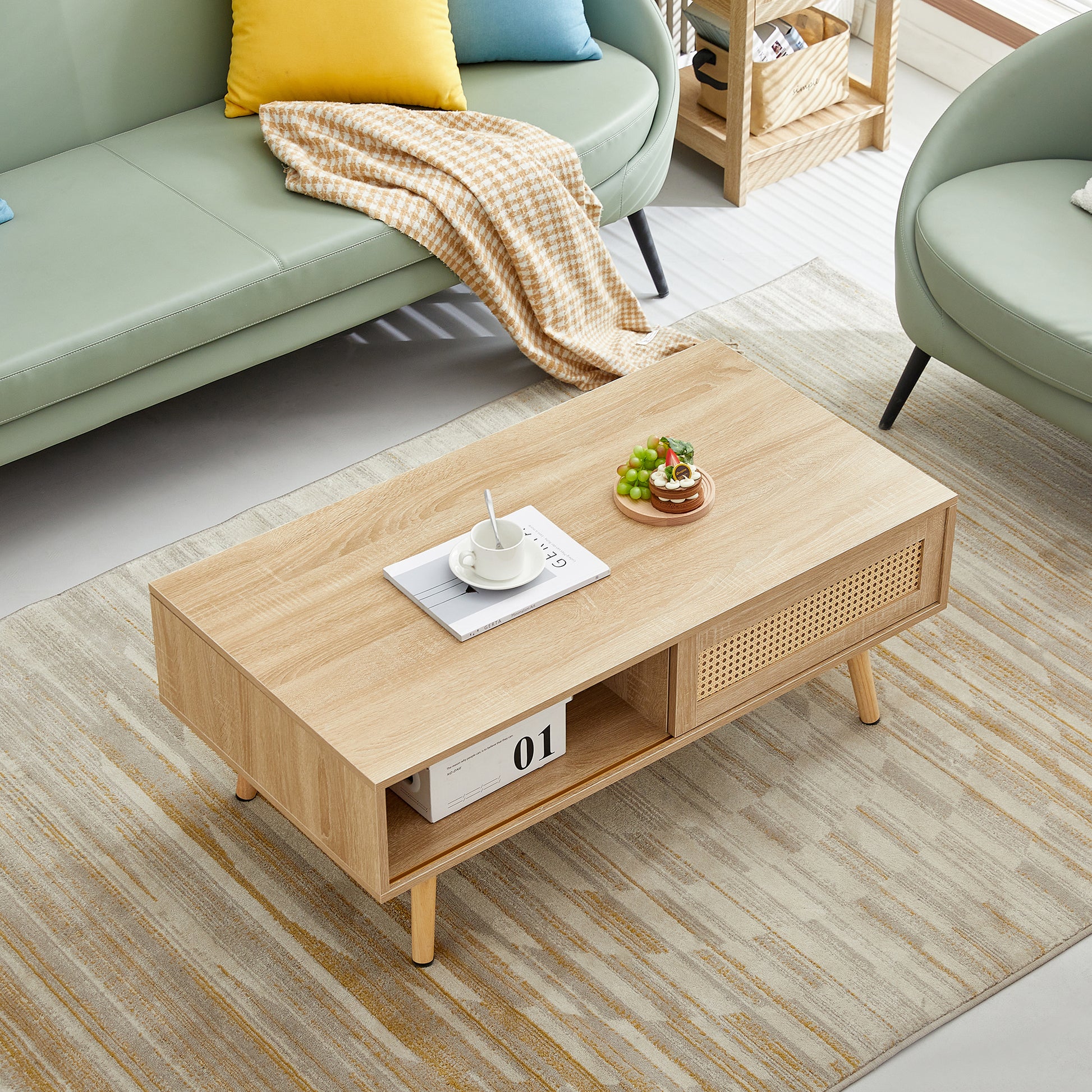 rattan coffee table with storage