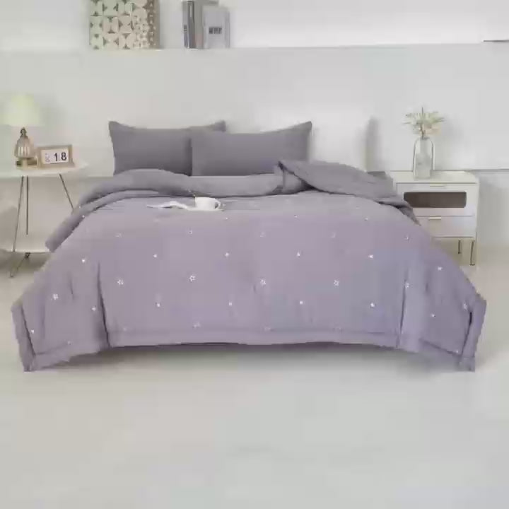 “StarNest” Ultra-Soft Knit Cotton 4-Piece Queen Bedding Set
