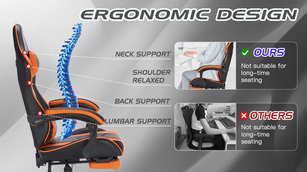 Arelva Pro Gaming Chair – 7 Colors, Footrest & 135° Recline
