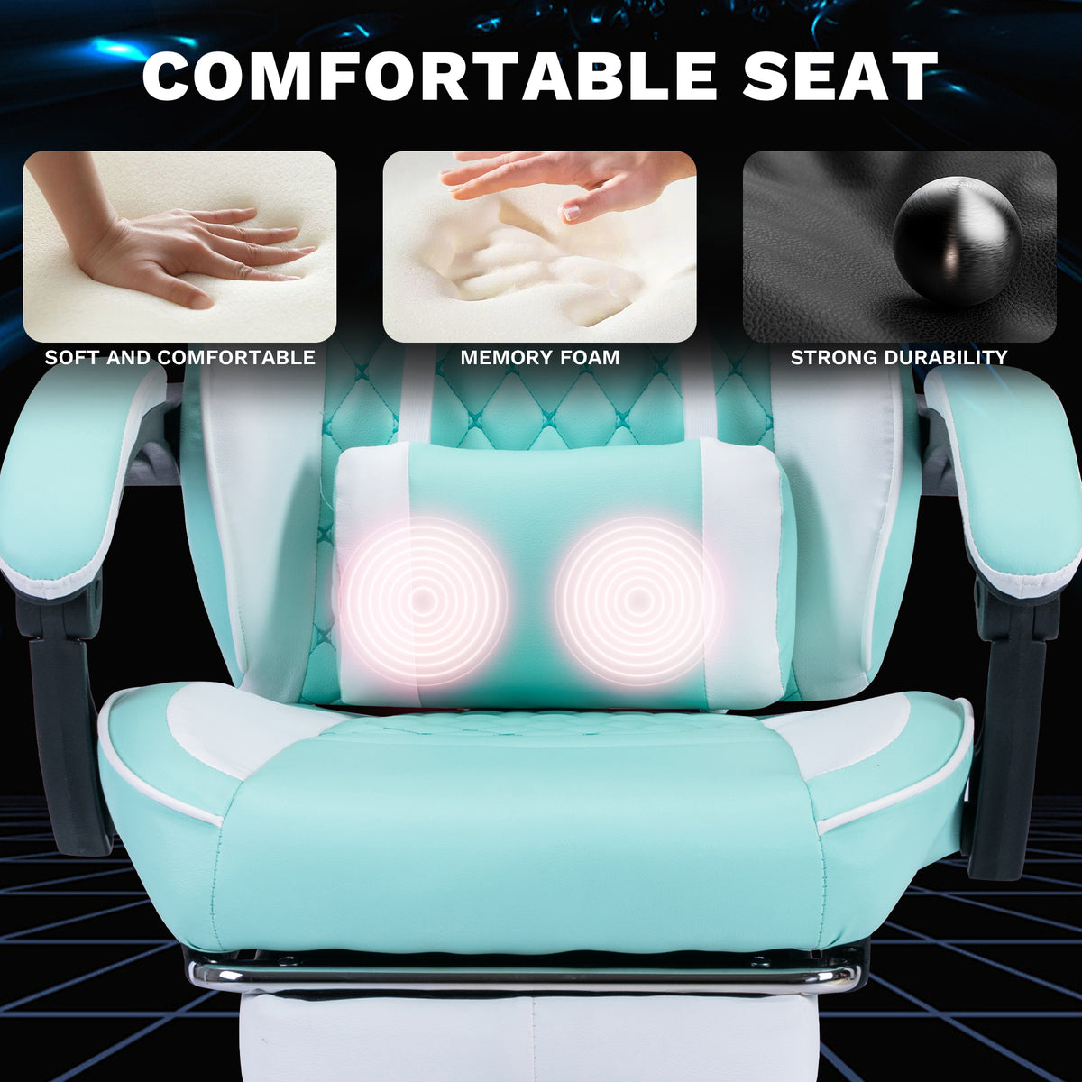 Arelva Pro Gaming Chair – 7 Colors, Footrest & 135° Recline