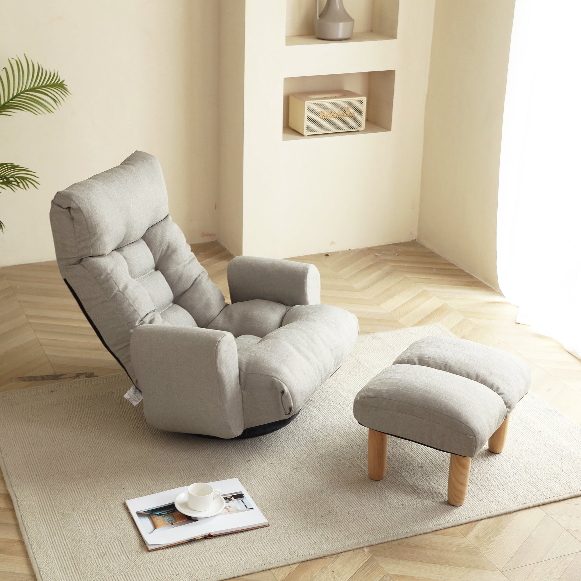 GlideNest Recliner Set – Adjustable Swivel Lounge Chair with Ottoman