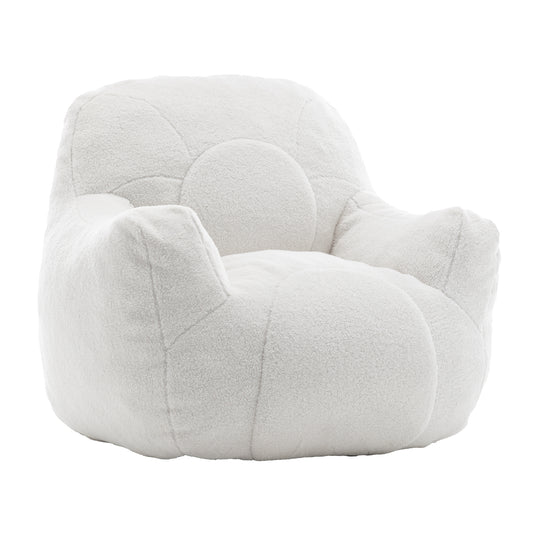 NestHug Bean Bag Chair – Oversized Memory Foam Lounger in Teddy Fabric - White
