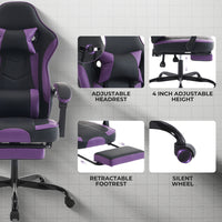 Arelva Pro Gaming Chair – 7 Colors, Footrest & 135° Recline