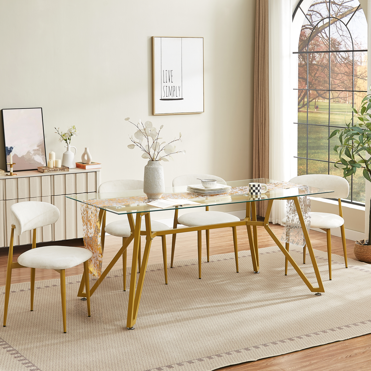 LucenGlow Dining Set (1 Table + 2 Chairs)