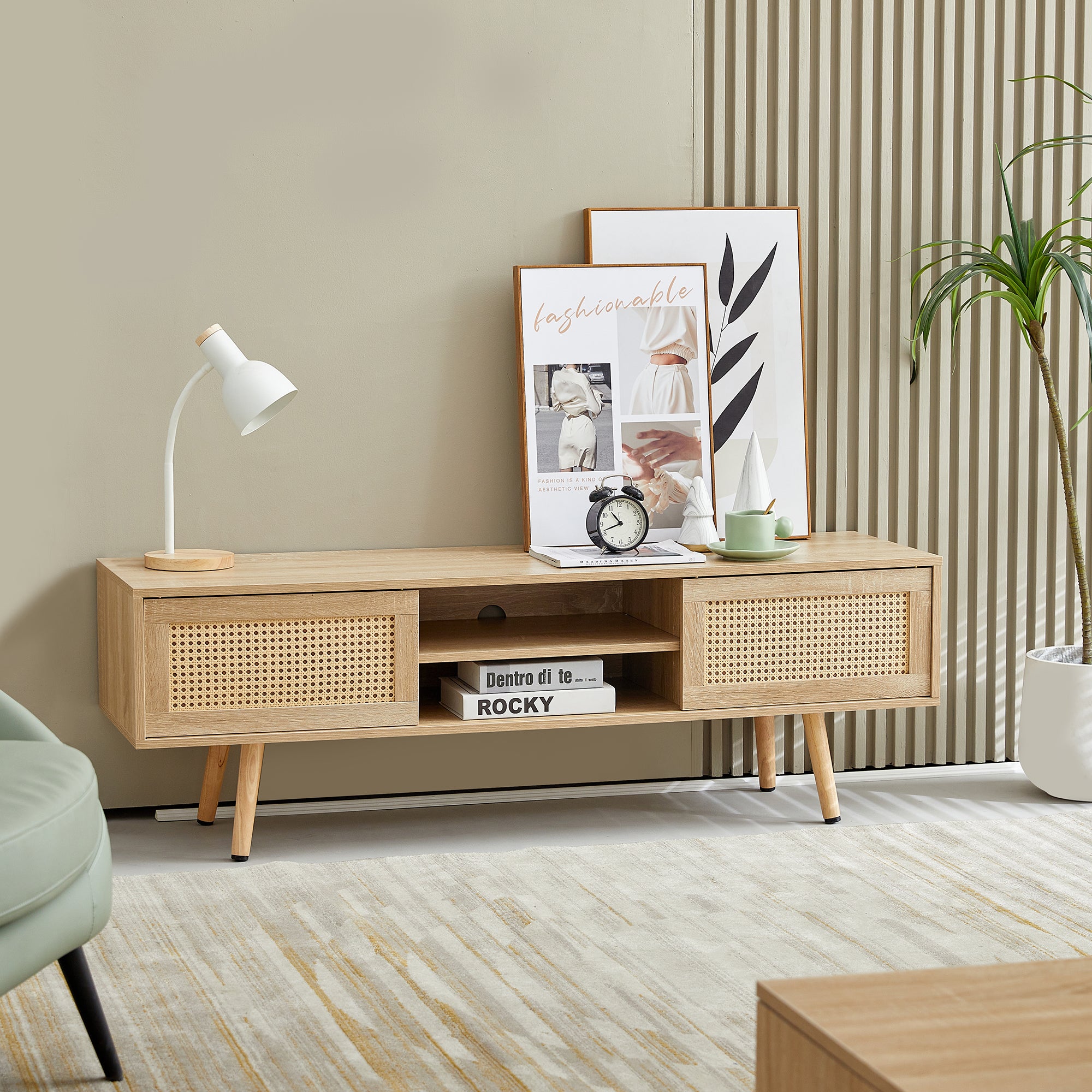 rattan media cabinet