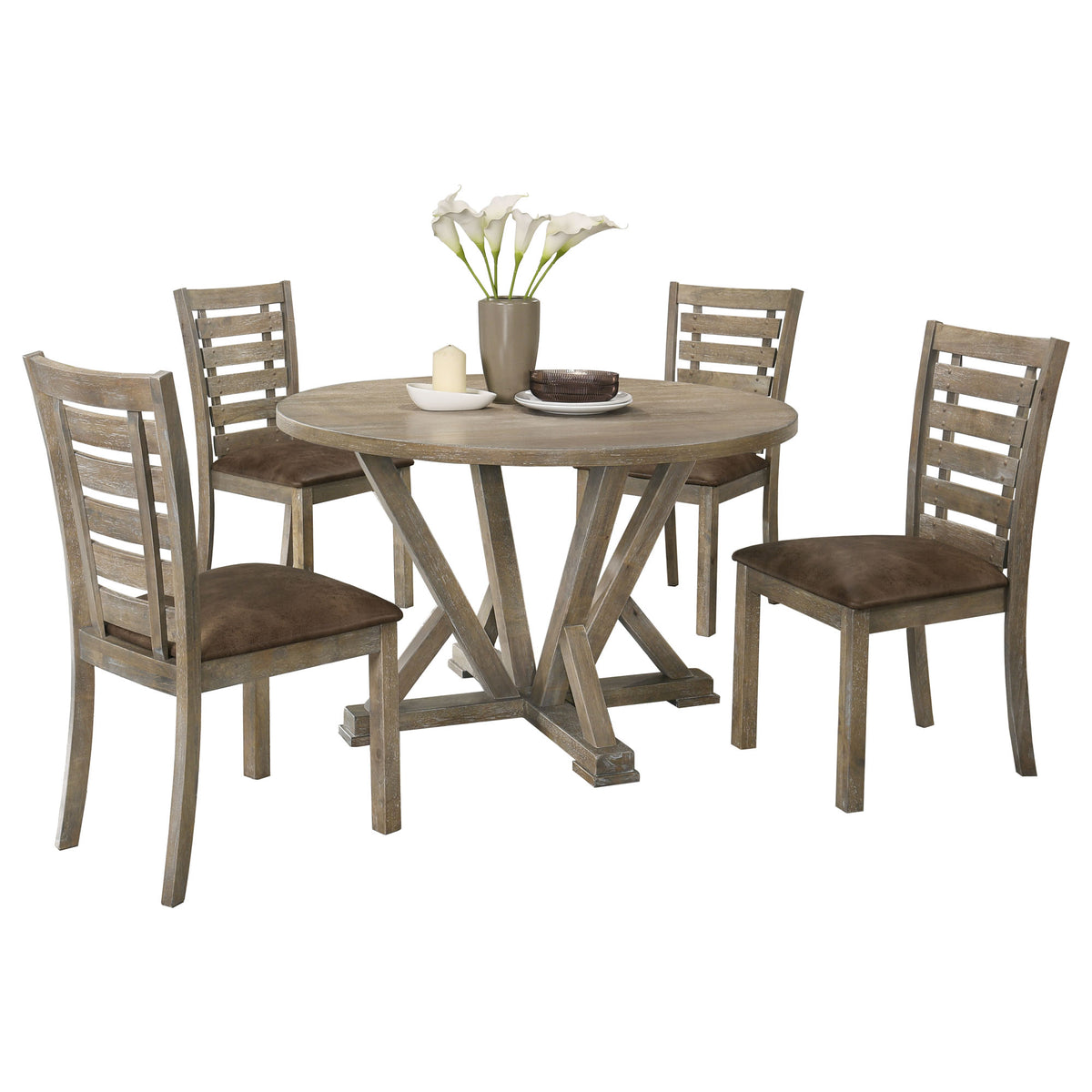 Woodnote Round Dining Set (5-Piece Rustic Edition)