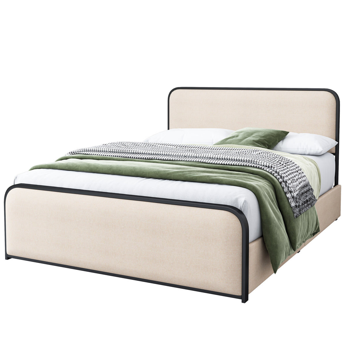 ArcNest Metal Bed Frame – with 4 Storage Drawers