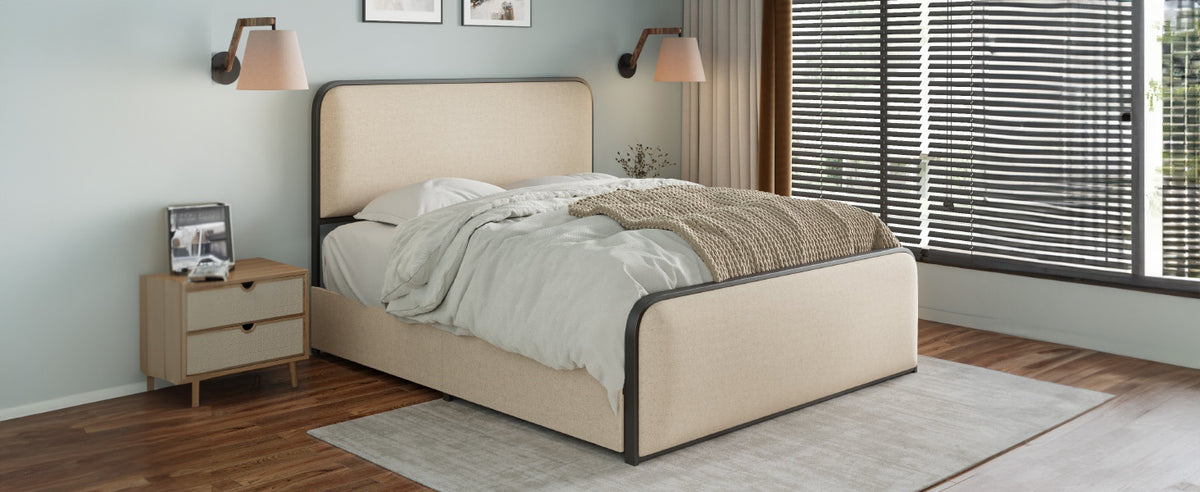 ArcNest Metal Bed Frame – with 4 Storage Drawers