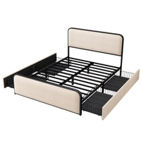 ArcNest Metal Bed Frame – with 4 Storage Drawers