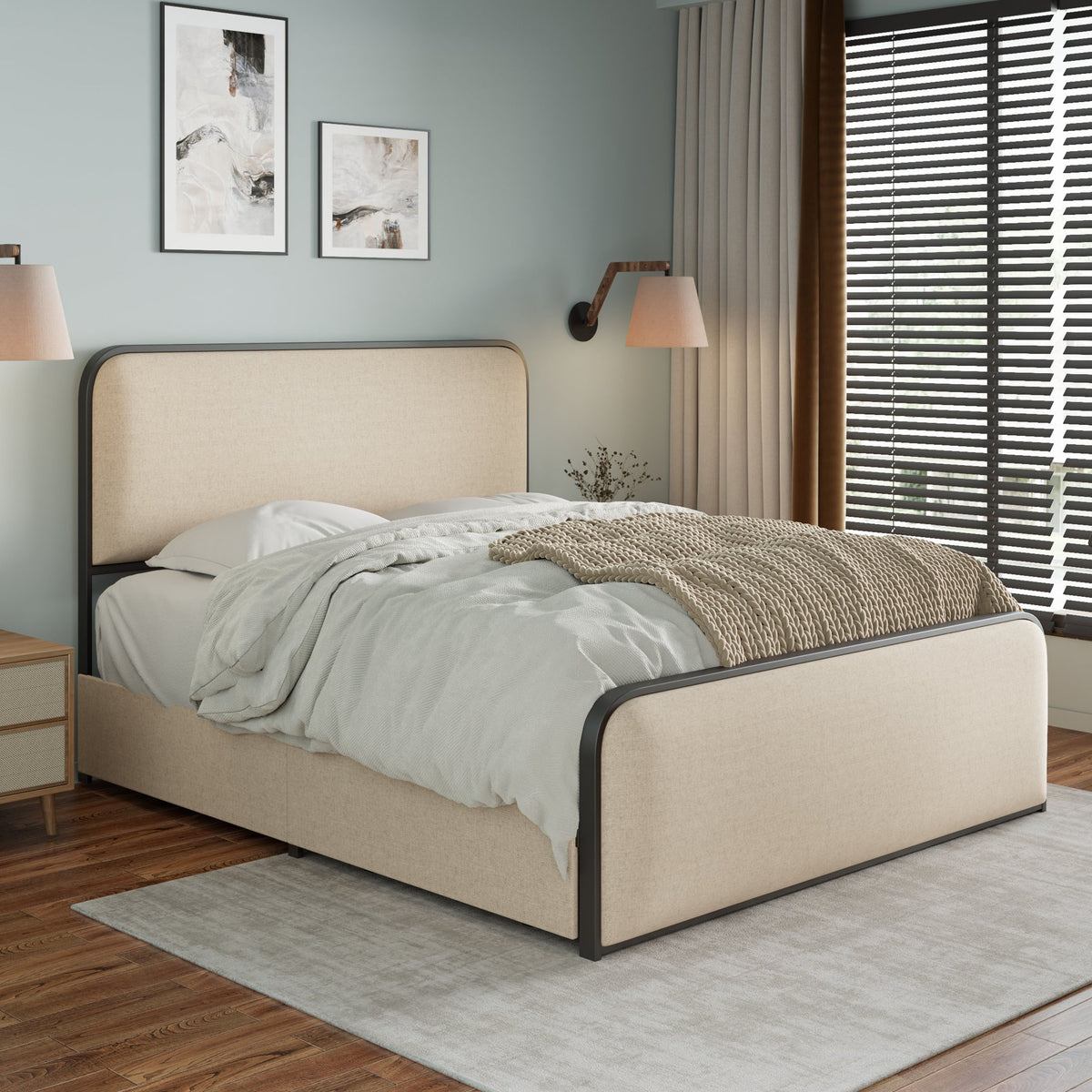 ArcNest Metal Bed Frame – with 4 Storage Drawers