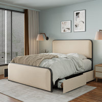 ArcNest Metal Bed Frame – with 4 Storage Drawers