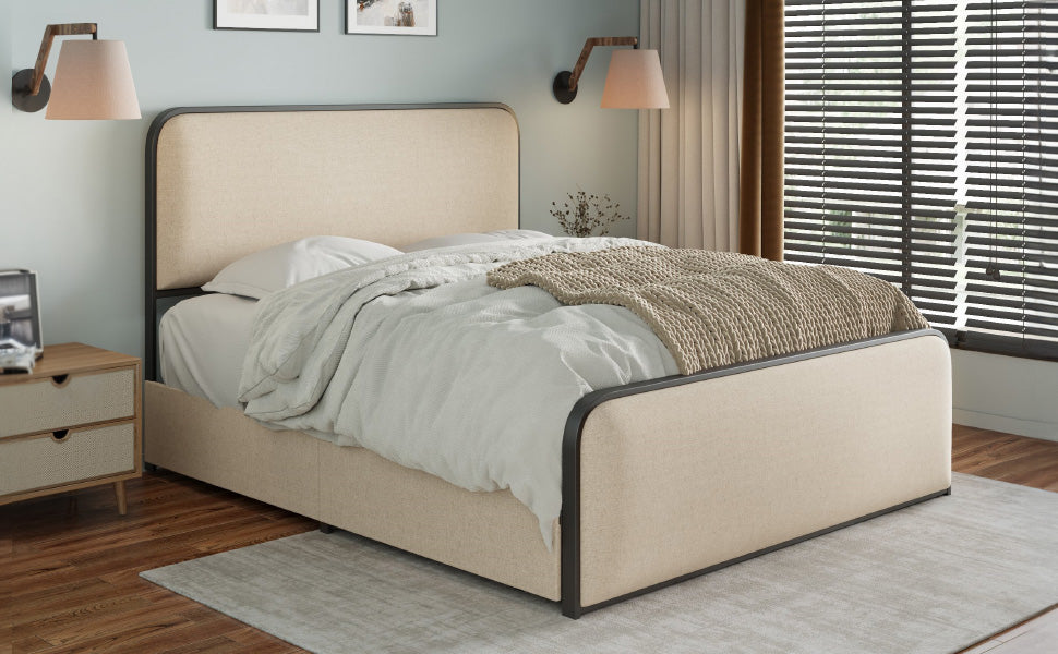 ArcNest Metal Bed Frame – with 4 Storage Drawers