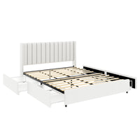 Velora Bouclé Storage Bed – Queen with 4 Drawers