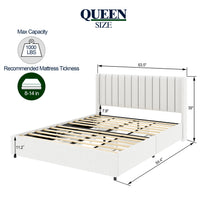 Velora Bouclé Storage Bed – Queen with 4 Drawers