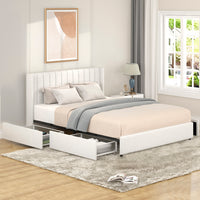 Velora Bouclé Storage Bed – Queen with 4 Drawers