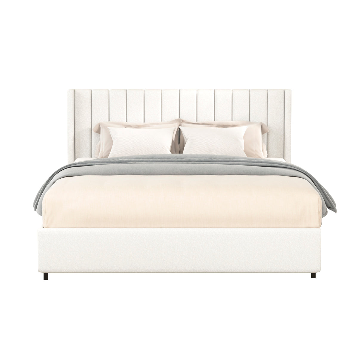 Velora Bouclé Storage Bed – Queen with 4 Drawers