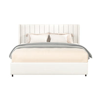 Velora Bouclé Storage Bed – Queen with 4 Drawers