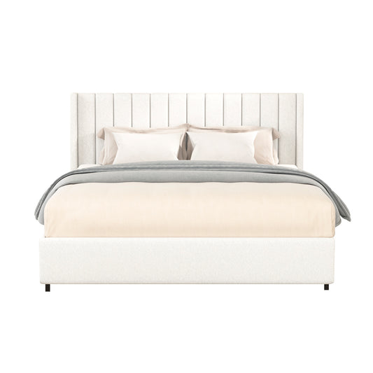 Velora Bouclé Storage Bed – Queen with 4 Drawers