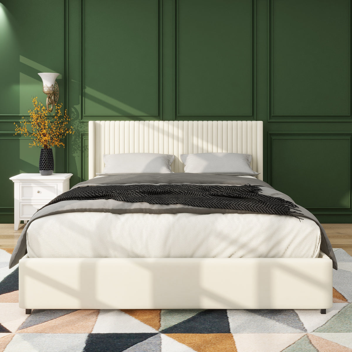 CloudNest Velvet Bed Frame – Queen with Dual Storage Drawers