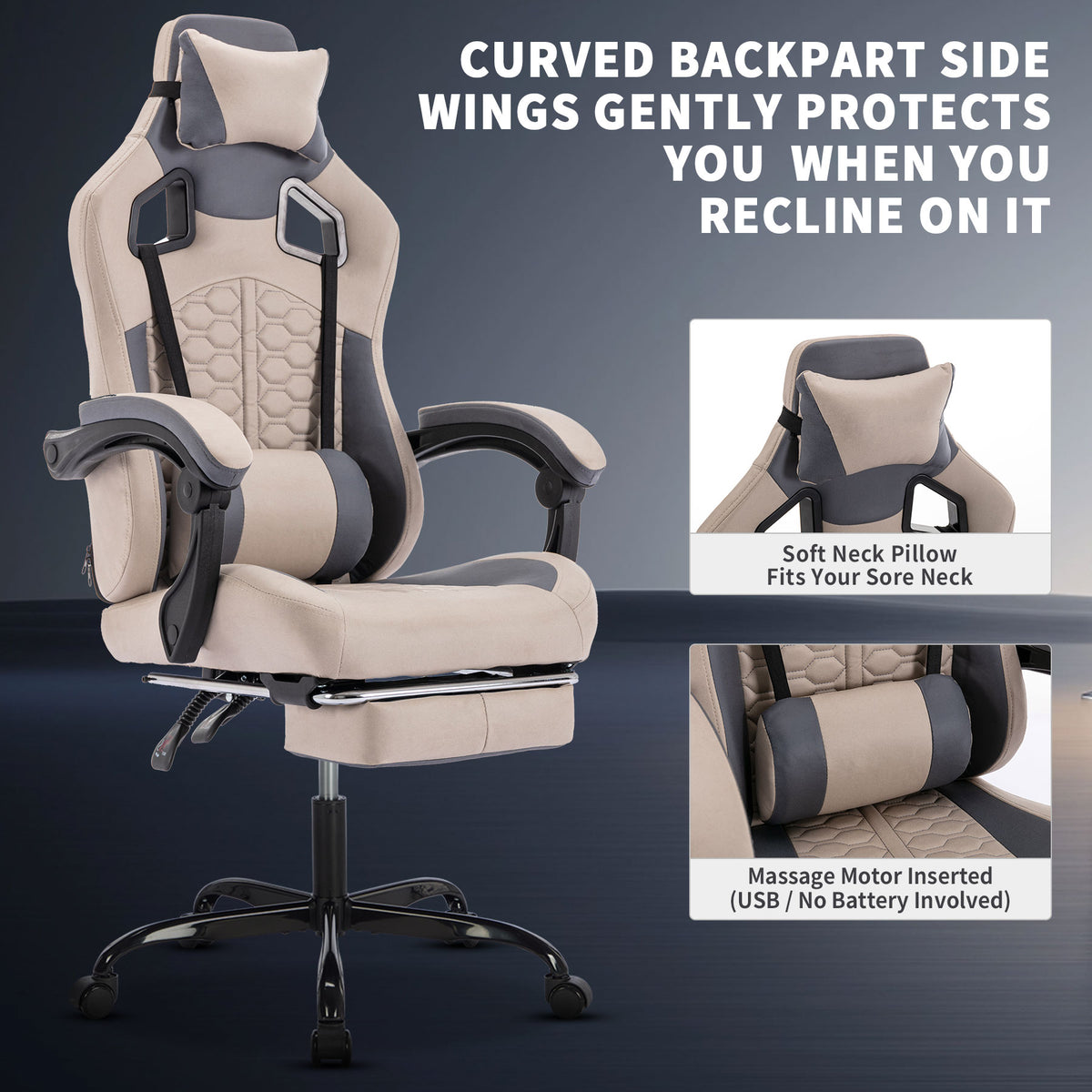Arelva Pro Gaming Chair – 7 Colors, Footrest & 135° Recline