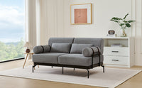 VoltForm 2-Seater Sofa – Modern Chenille Loveseat with USB & Cylinder Arms