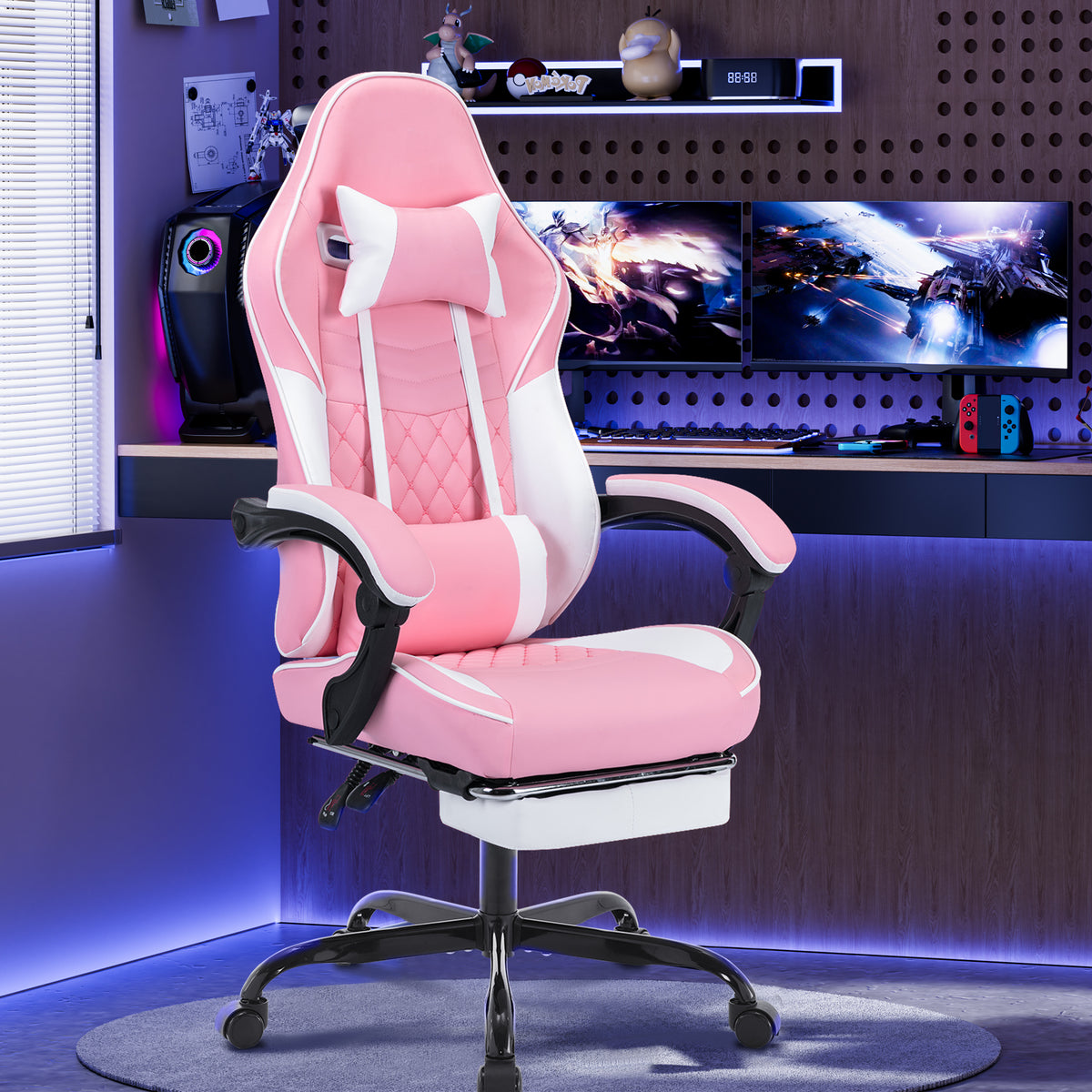 Arelva Pro Gaming Chair – 7 Colors, Footrest & 135° Recline