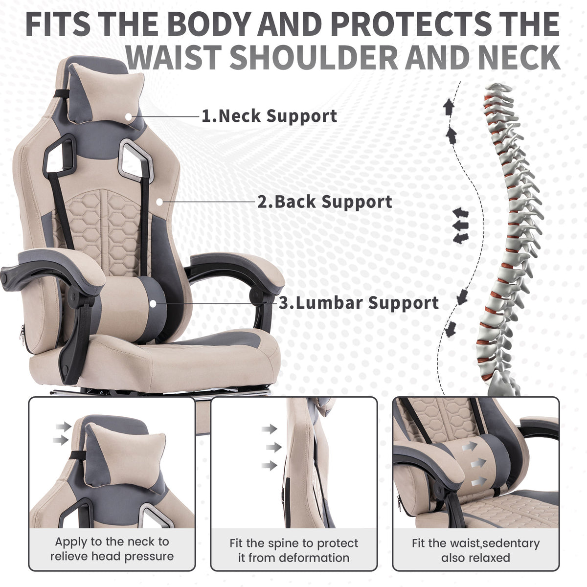 Arelva Pro Gaming Chair – 7 Colors, Footrest & 135° Recline