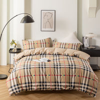 “GridNest” Checkered Cotton Bedding Set – TwinXL 3-Piece