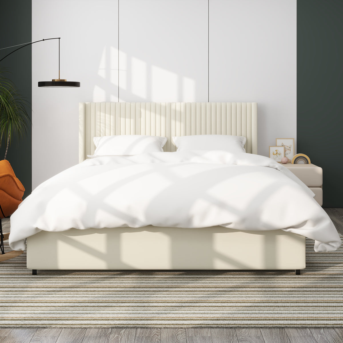 CloudNest Velvet Bed Frame – Queen with Dual Storage Drawers