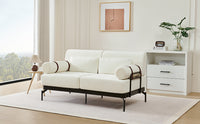 VoltForm 2-Seater Sofa – Modern Chenille Loveseat with USB & Cylinder Arms