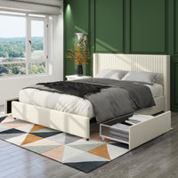 CloudNest Velvet Bed Frame – Queen with Dual Storage Drawers