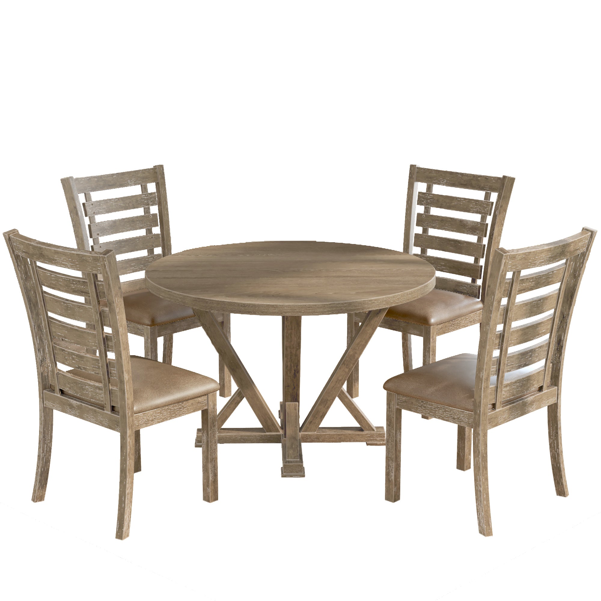 Woodnote Round Dining Set (5-Piece Rustic Edition)