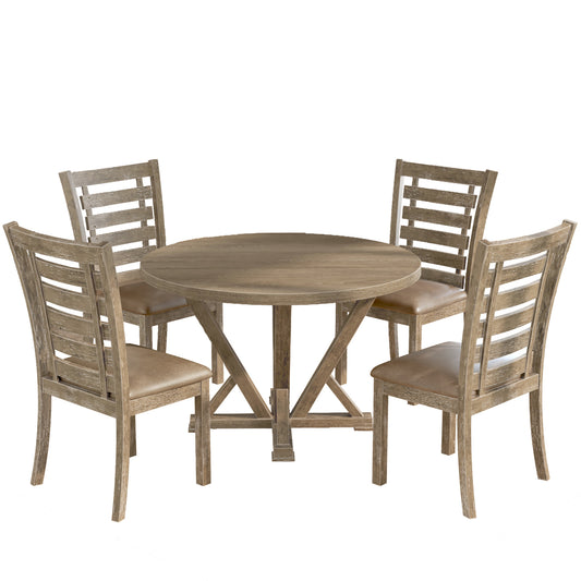 Woodnote Round Dining Set (5-Piece Rustic Edition)
