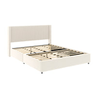 CloudNest Velvet Bed Frame – Queen with Dual Storage Drawers
