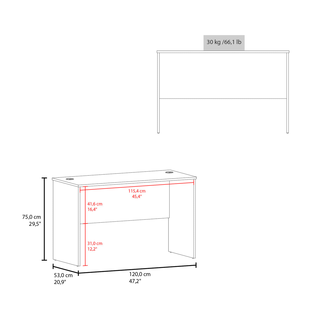 Rough Rock Minimalist Work Desk – White 47”
