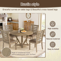 Woodnote Round Dining Set (5-Piece Rustic Edition)