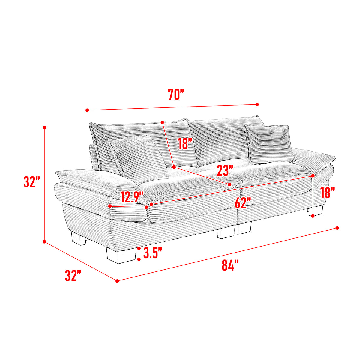 LoomCloud Corduroy Sofa