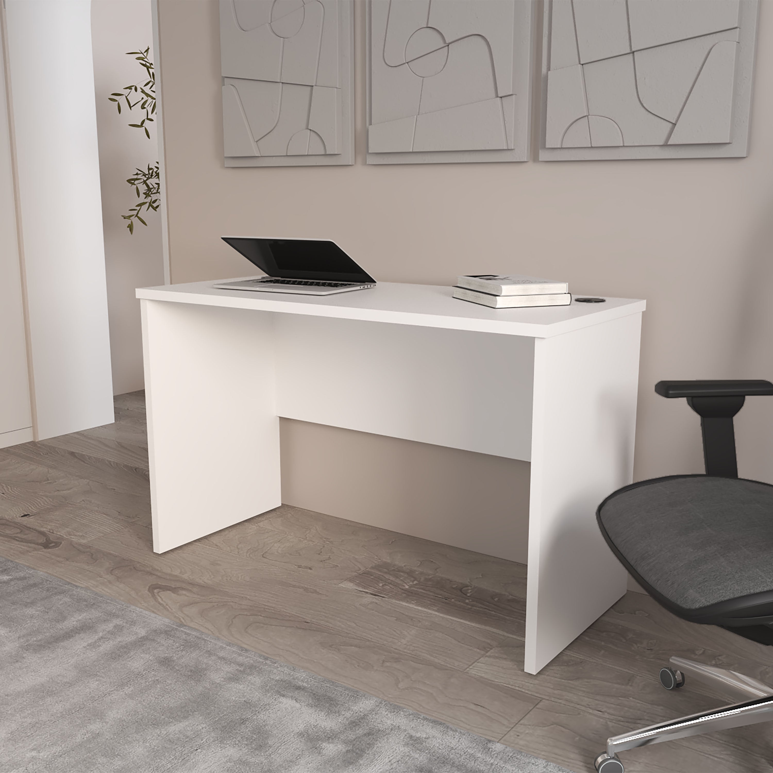 Rough Rock Minimalist Work Desk – White 47”