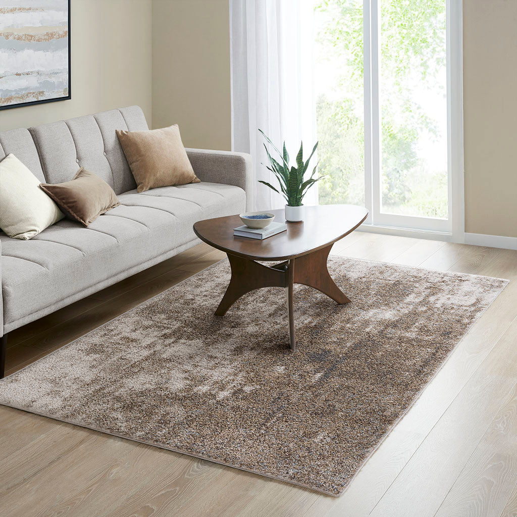 SoftFade Shag Rug – Grey & Cream Abstract 5x7’