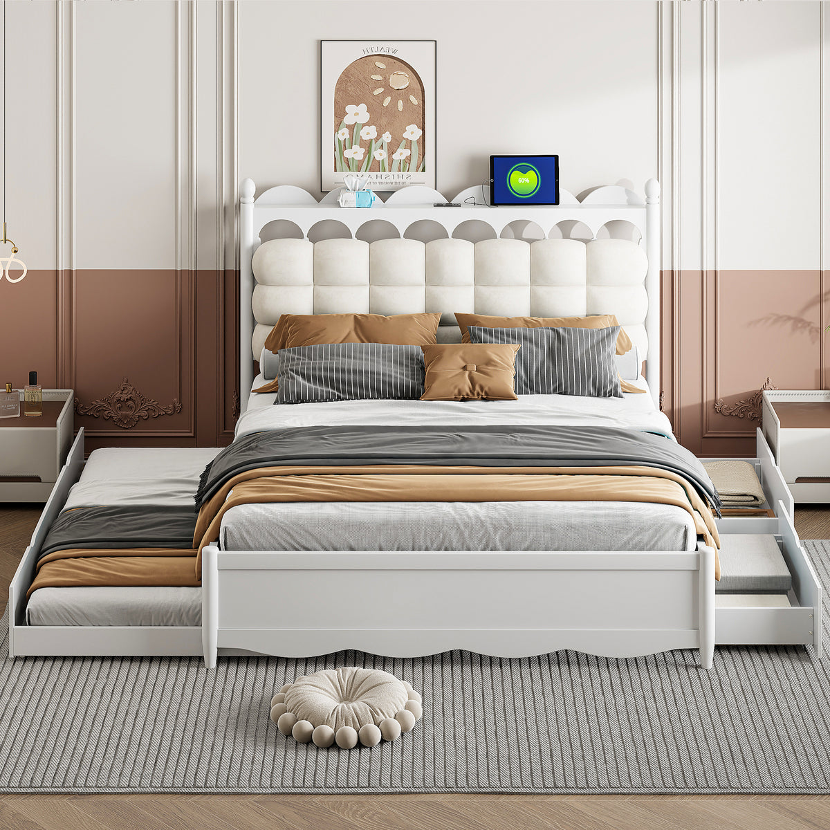 CloudArch Queen Storage Bed with Trundle