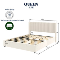 CloudNest Velvet Bed Frame – Queen with Dual Storage Drawers