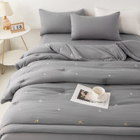 “StarNest” Ultra-Soft Knit Cotton 4-Piece Queen Bedding Set