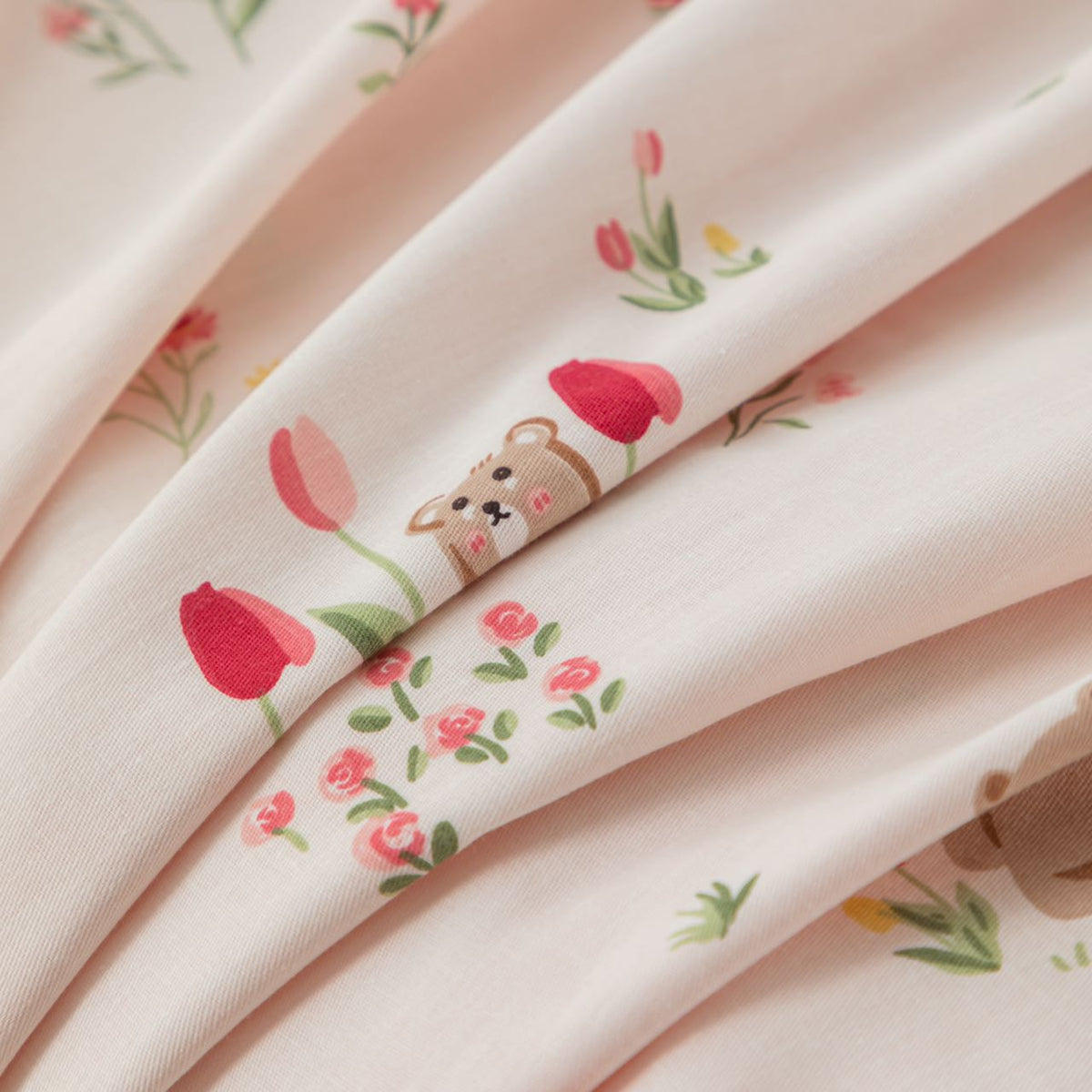 “BlossomMood” Pink Floral Cotton Bedding Set – TwinXL 3-Piece